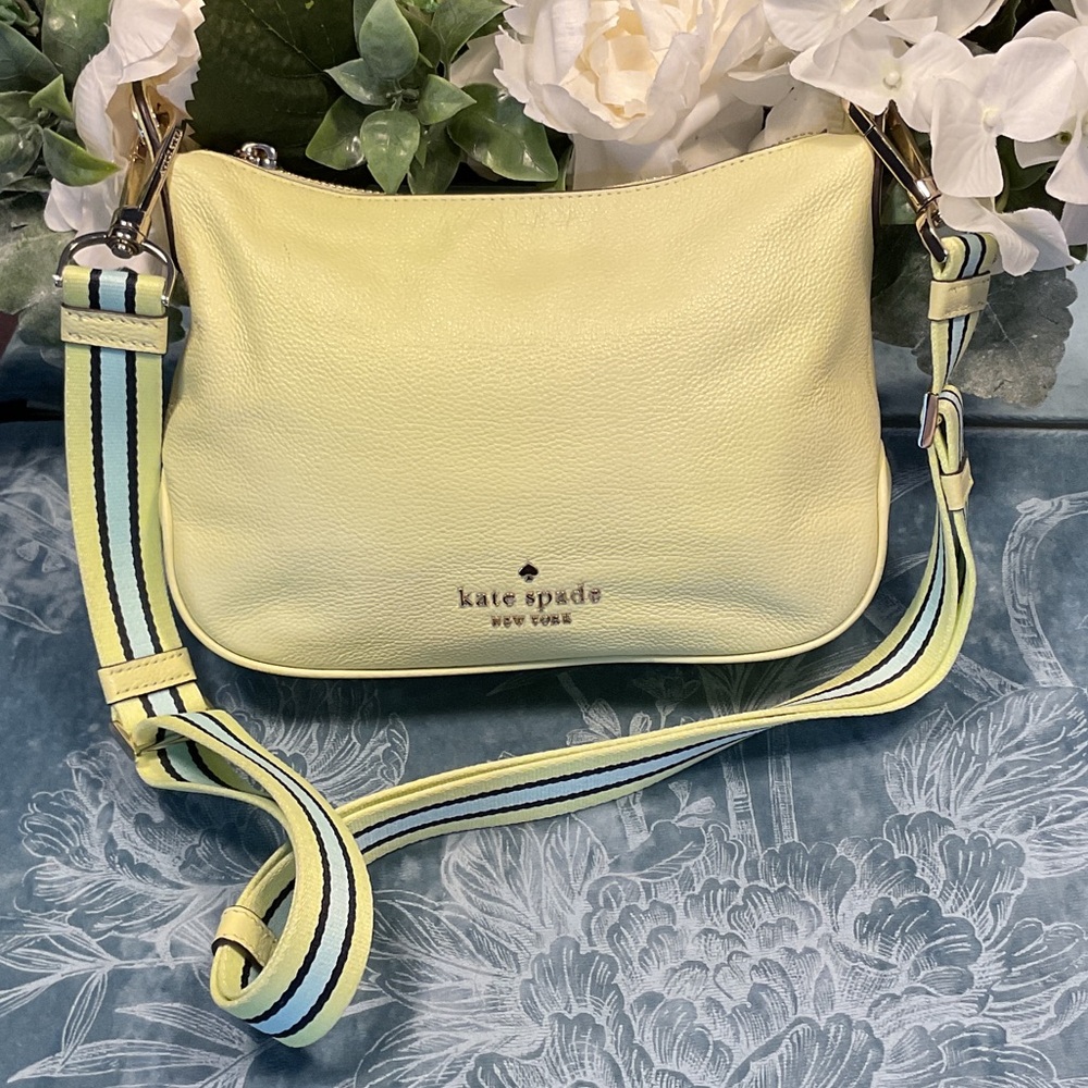 Kate Spade Lemon Crossbody Bag with Striped Strap